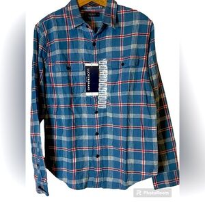 Lucky Brand Blue Plaid Long Sleeve Button Down Shirt Size S
